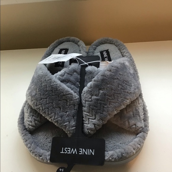 Nine West Shoes - NIP NINE WEST GREY FLUFFY SLIPPERS!!